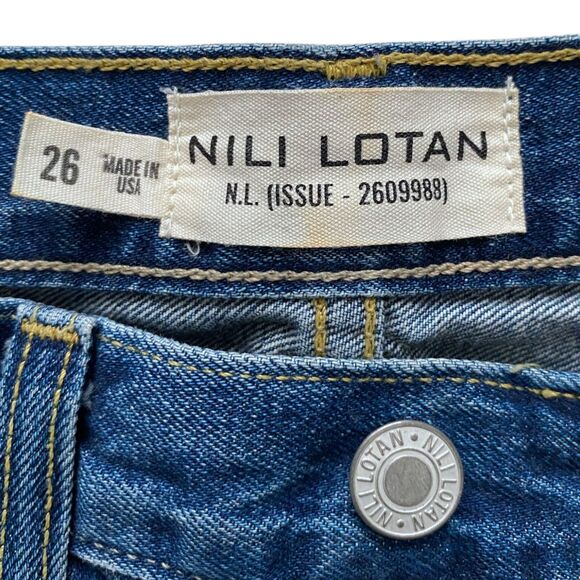 Womens Nili Lotan Straight Leg Jeans Classic Wash Blue Denim Mid-Rise, Size 26 - Picture 4 of 6